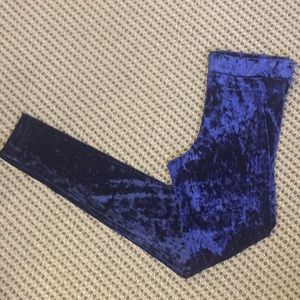 Blue crushed velvet leggings